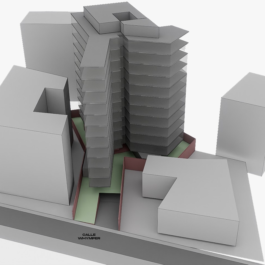 Volumetría conceptual sobre Calle Whymper